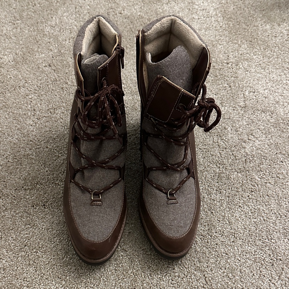 Naturalizer Brown and Gray Combat Boots